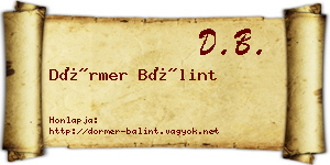 Dörmer Bálint névjegykártya